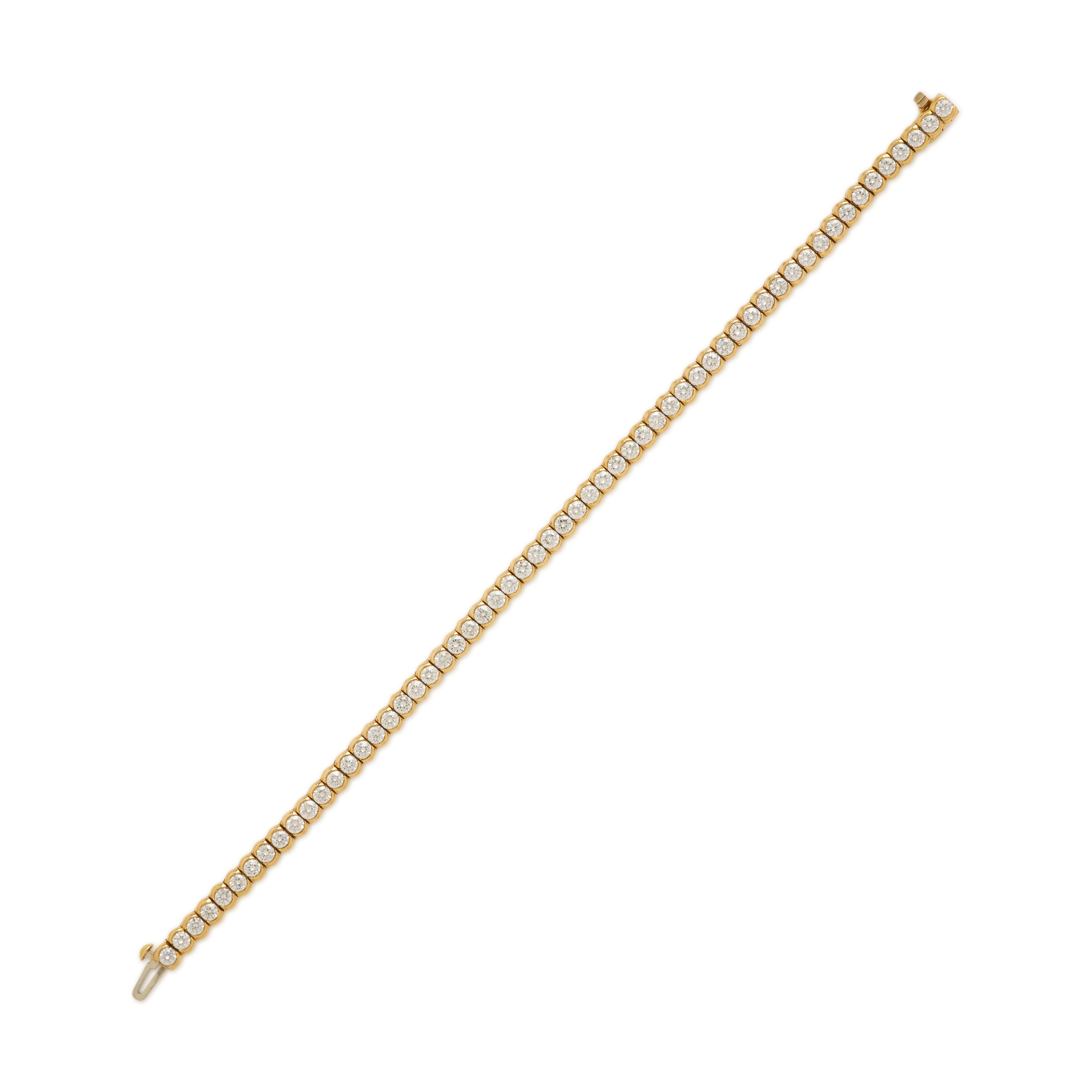 Diamond and Yellow Gold Line Bracelet
