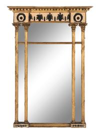 A Regency Giltwood and Part Ebonized Mirror