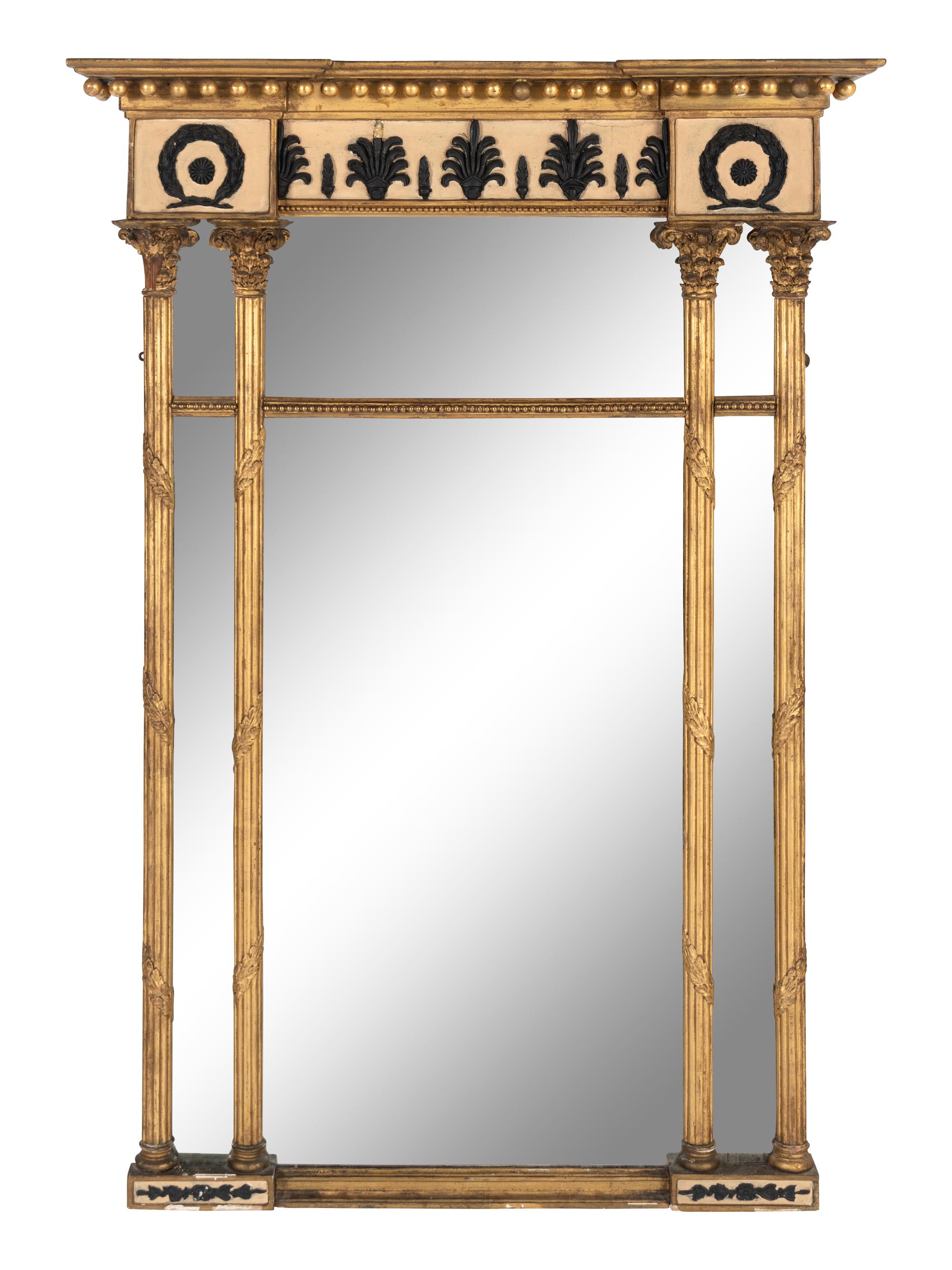 A Regency Giltwood and Part Ebonized Mirror