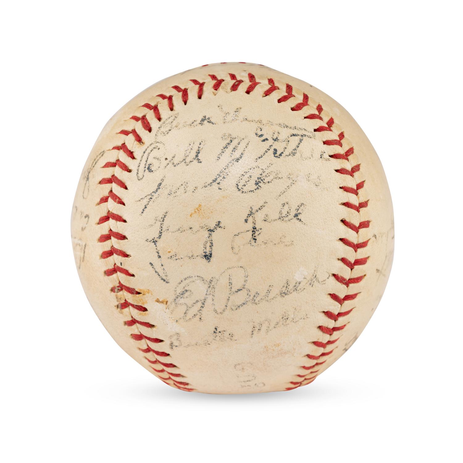 A 1944 Philadelphia Athletics Team Signed Autograph Baseball Featuring Connie Mack (Beckett Authentication Services Letter of Authenticity)