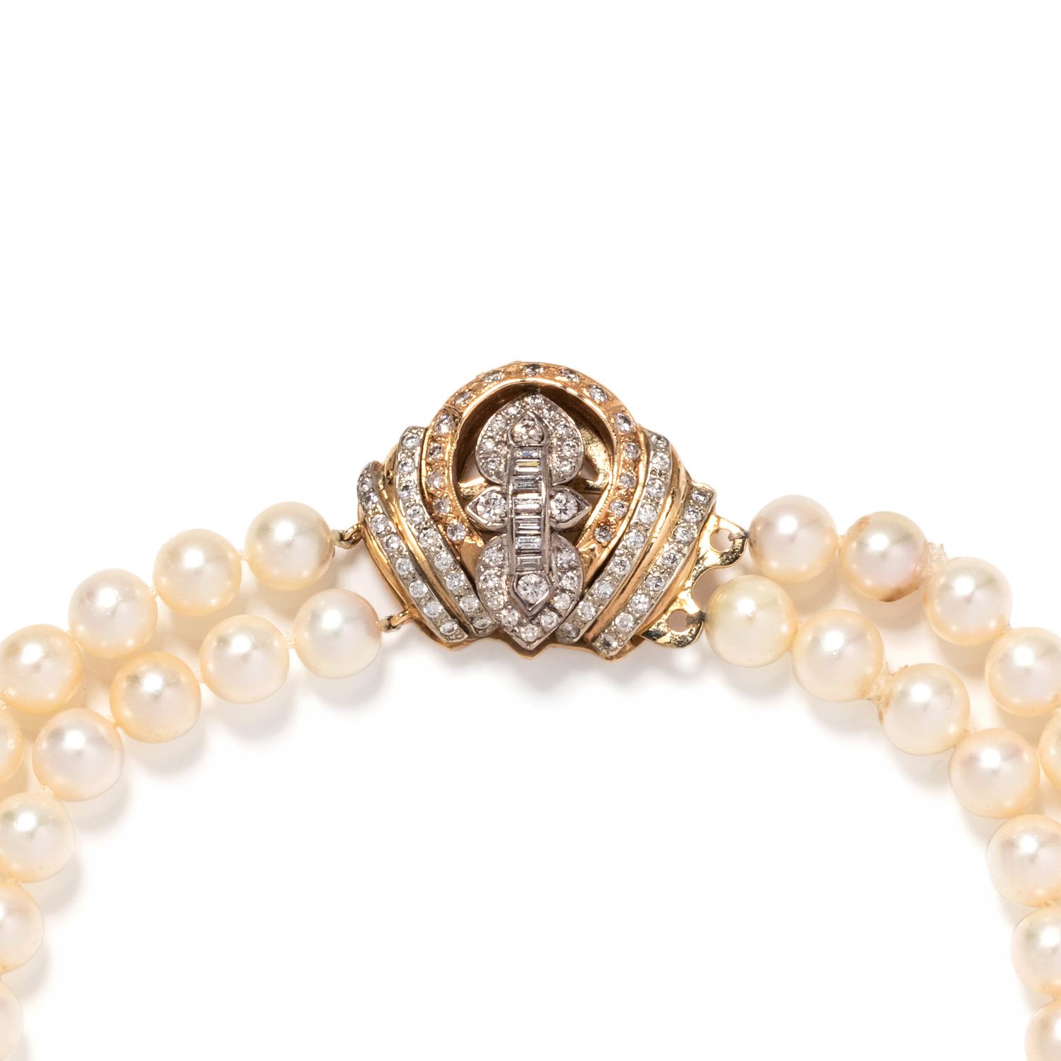 CULTURED PEARL AND DIAMOND NECKLACE