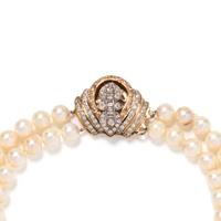 CULTURED PEARL AND DIAMOND NECKLACE