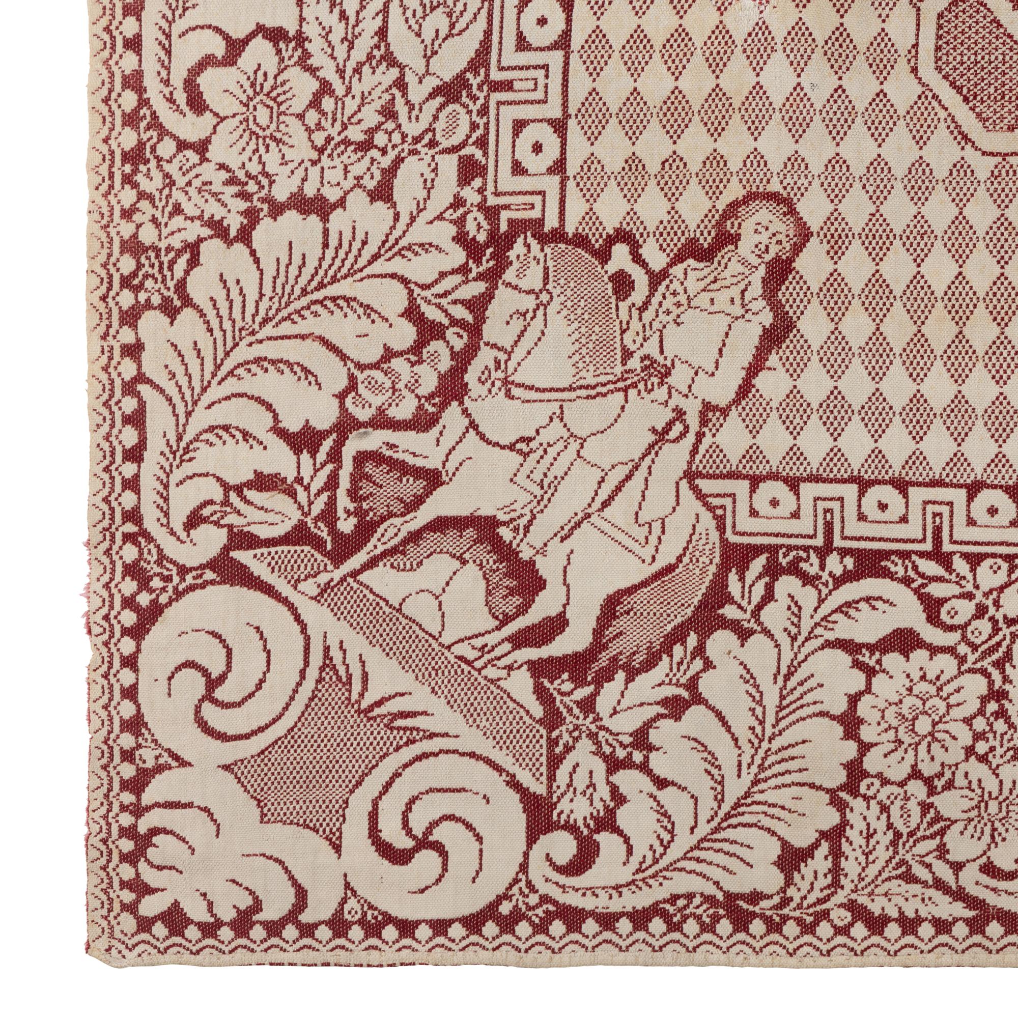 Two Jacquard Woven Cotton and Wool Coverlets
