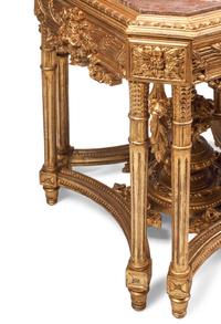 A Pair of Italian Carved Giltwood Marble-Top Tables