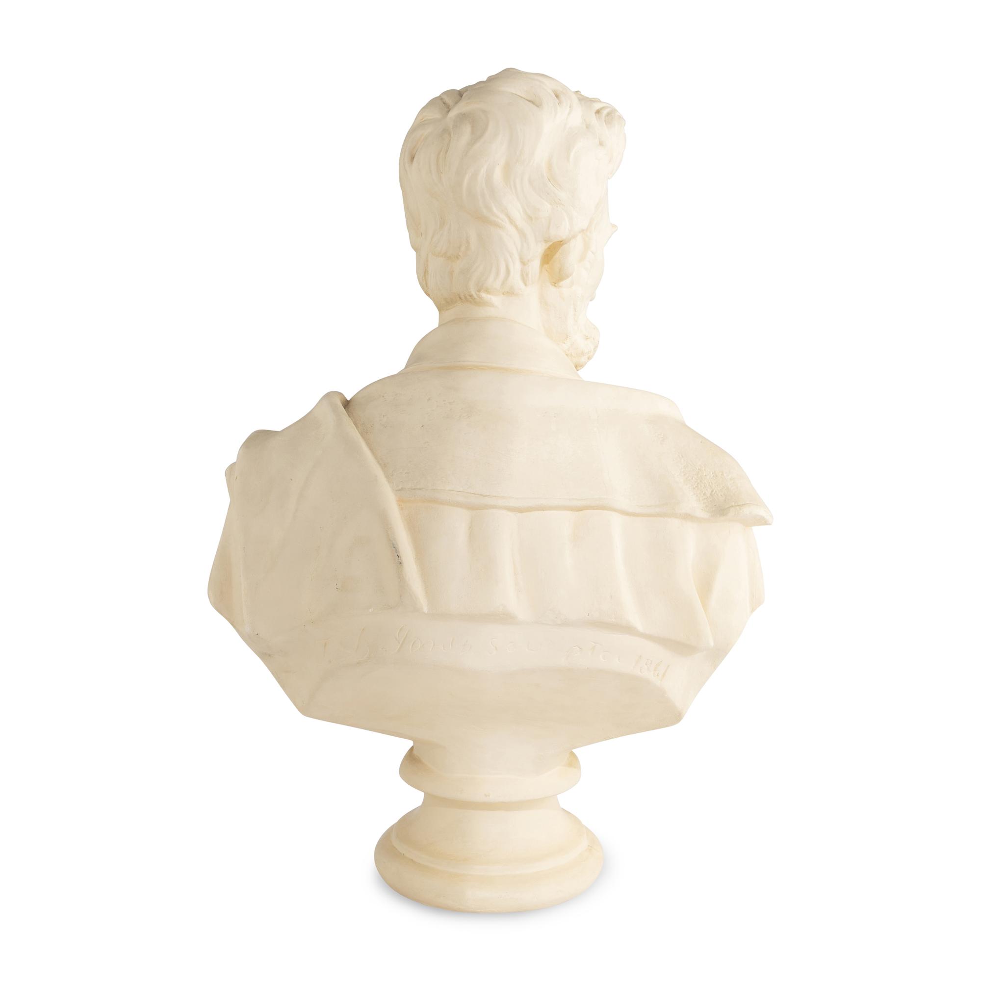 Thomas Dow Jones (American, 1811-1881) Bust of Abraham Lincoln "from life" plaster
