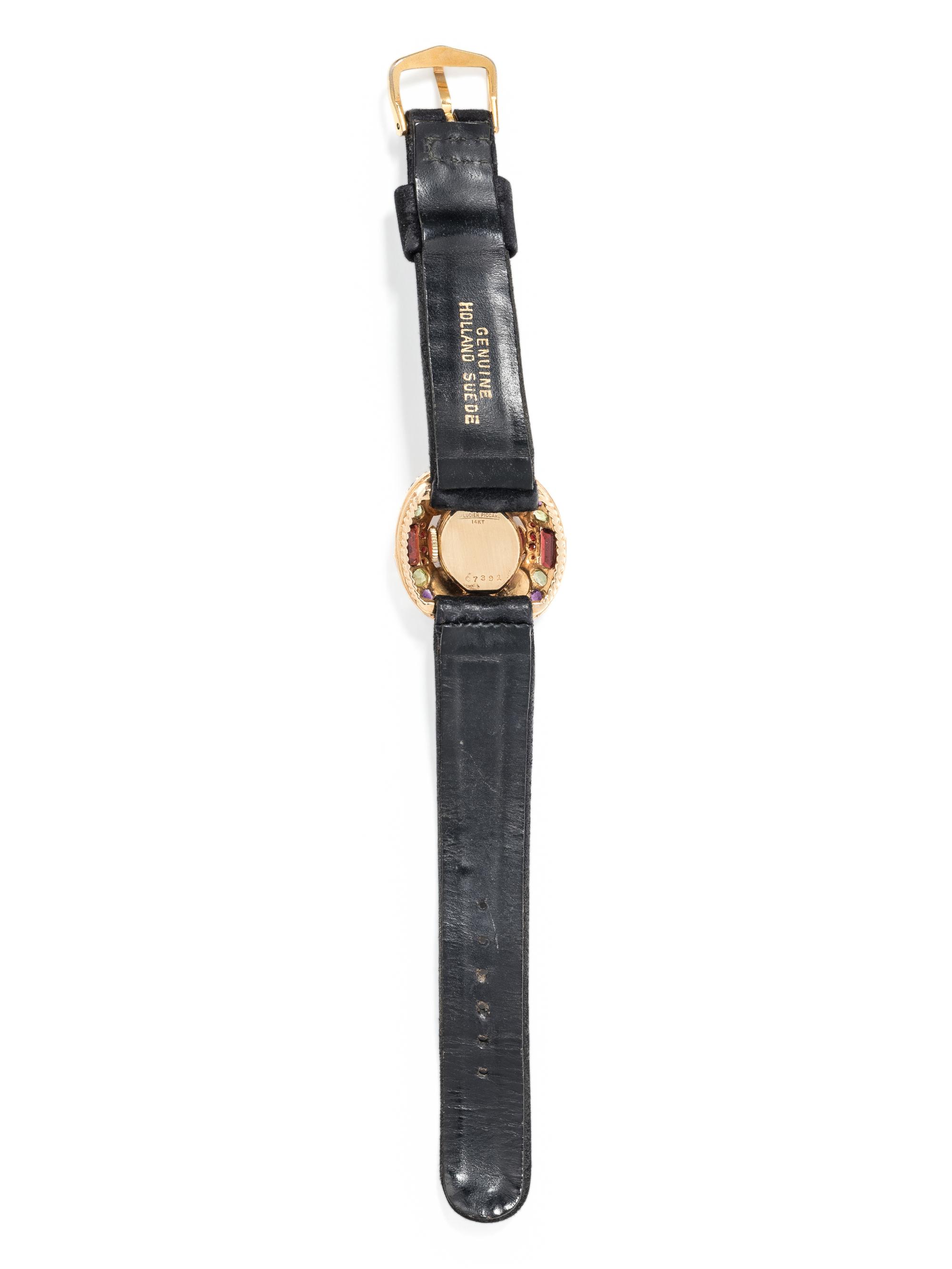 LUCIEN PICCARD, 14K YELLOW GOLD AND MULTIGEM WRISTWATCH