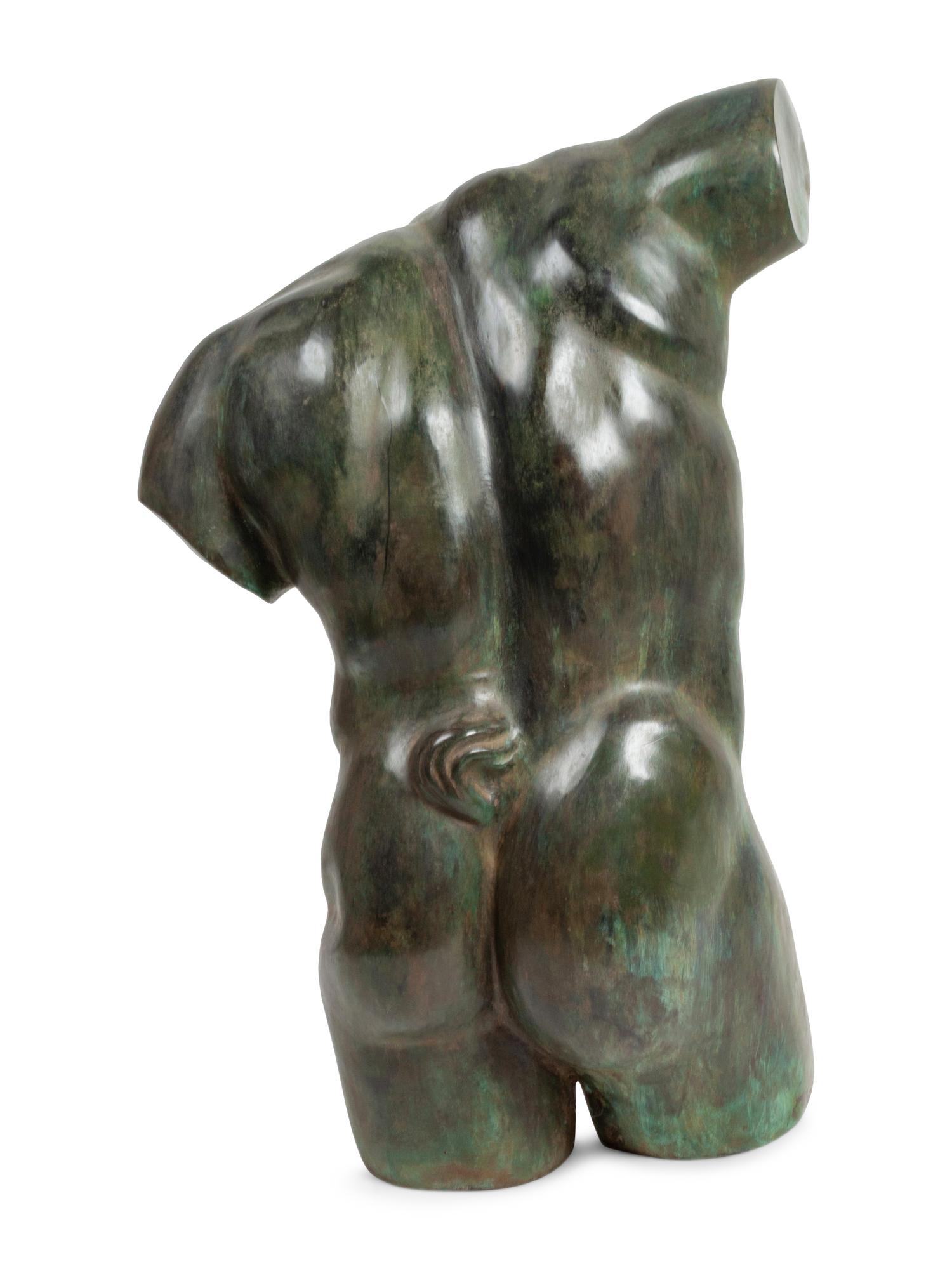 A Patinated Bronze Torso of a Man