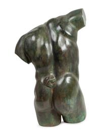 A Patinated Bronze Torso of a Man