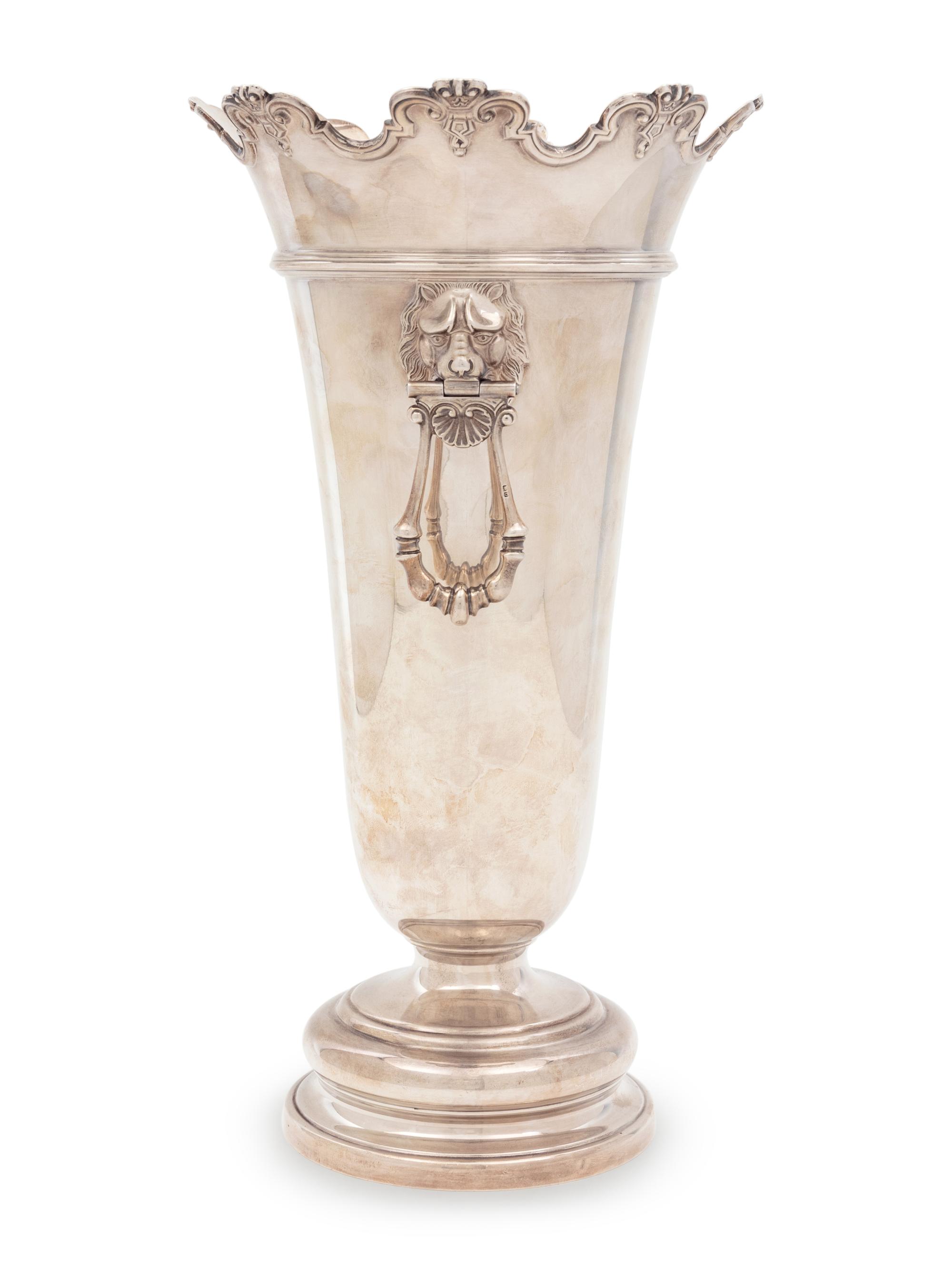 An English Silver Trumpet Vase