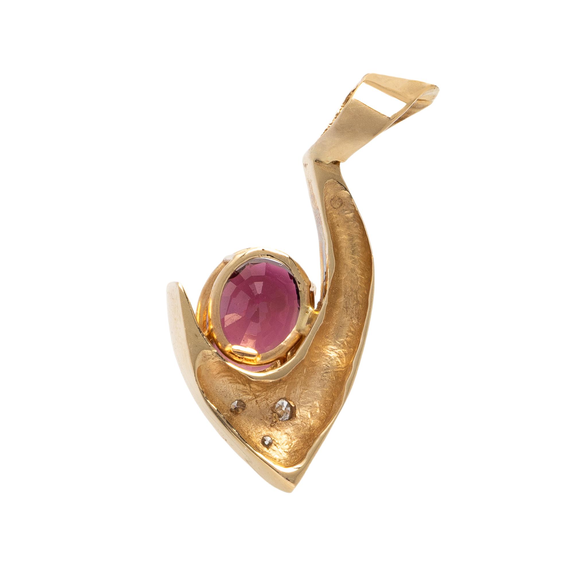 Tourmaline, Diamond, and Yellow Gold Pendant