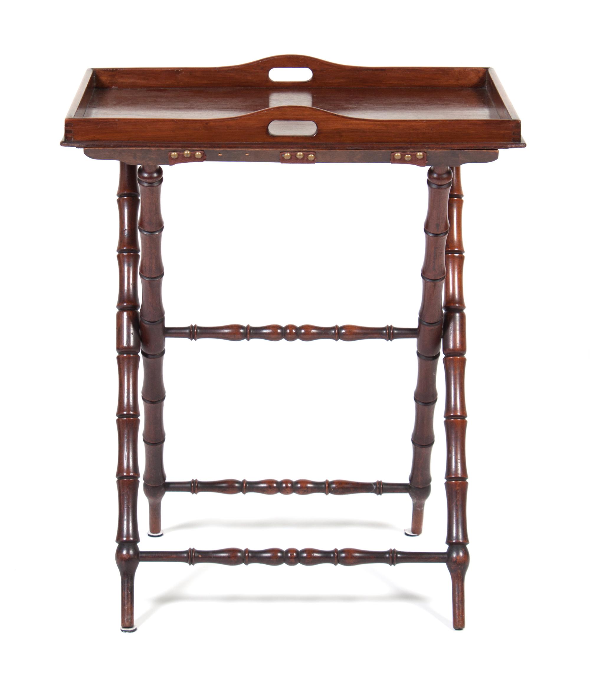 An English Butler's Tray Height 32 1/2 x width 27 x depth 19 inches.