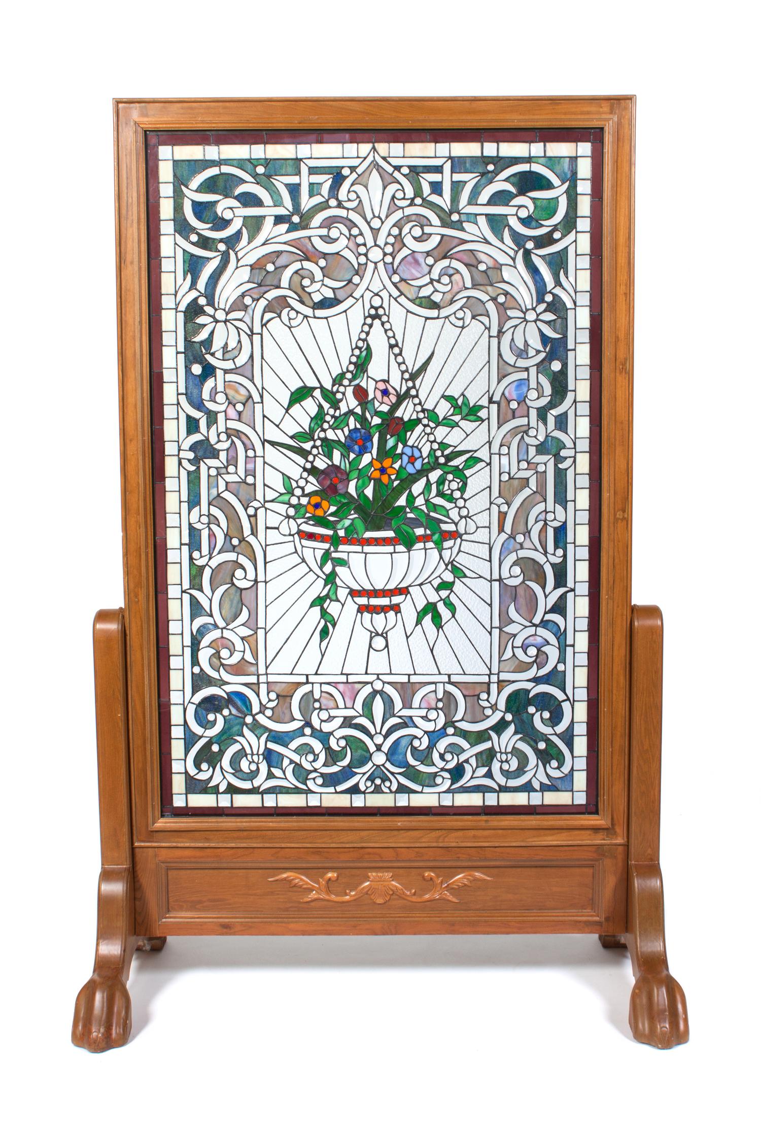 An American Leaded and Beveled Glass Panel Panel height 57 x width 37 inches. — FIRST HALF 20TH CENTURY