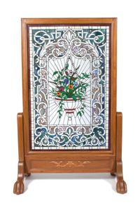 An American Leaded and Beveled Glass Panel Panel height 57 x width 37 inches. — FIRST HALF 20TH CENTURY
