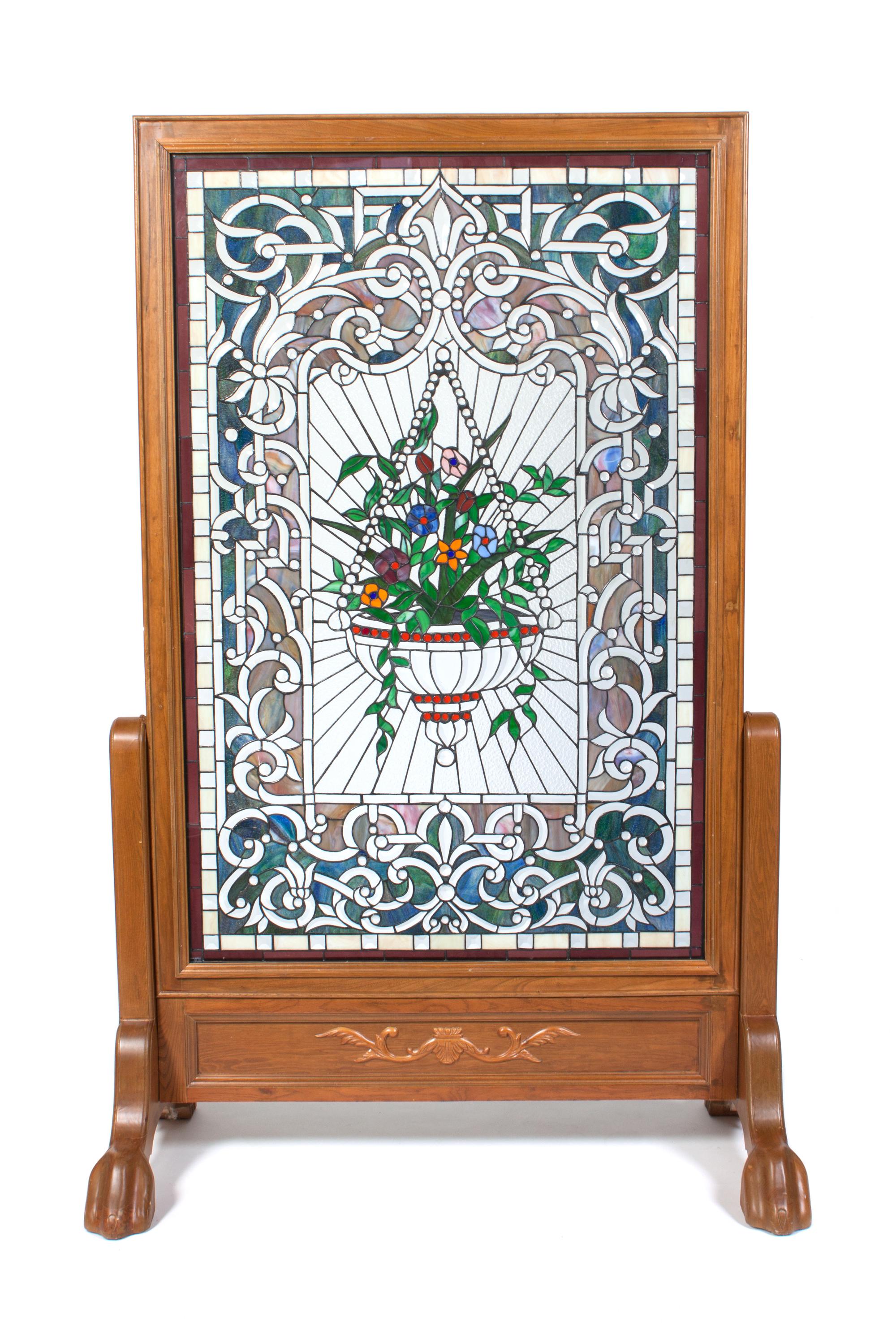 An American Leaded and Beveled Glass Panel Panel height 57 x width 37 inches. — FIRST HALF 20TH CENTURY