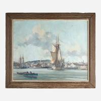 Gordon Hope Grant (American, 1875-1962) Coaster in Port