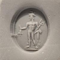 A Roman Banded Agate Ring Stone with the God Mercury