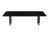 An Arteriors Stained Oak and Brass Low Table