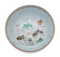 A Large Chinese Export Painted and Parcel-Gilt Porcelain Punch Bowl
