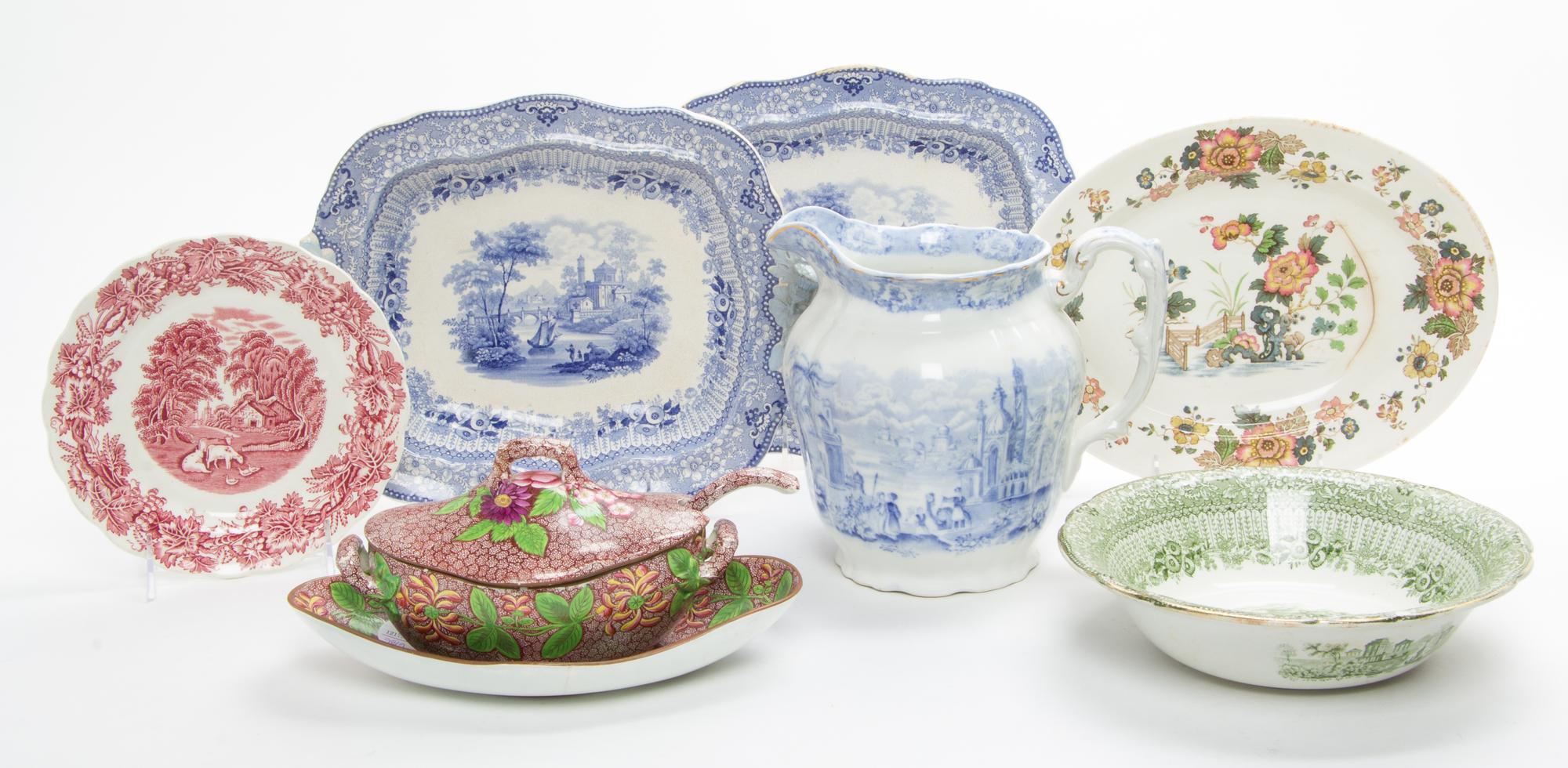 A Collection of English Pottery Articles Width of basin 15 1/2 inches. — 19TH/20TH CENTURY