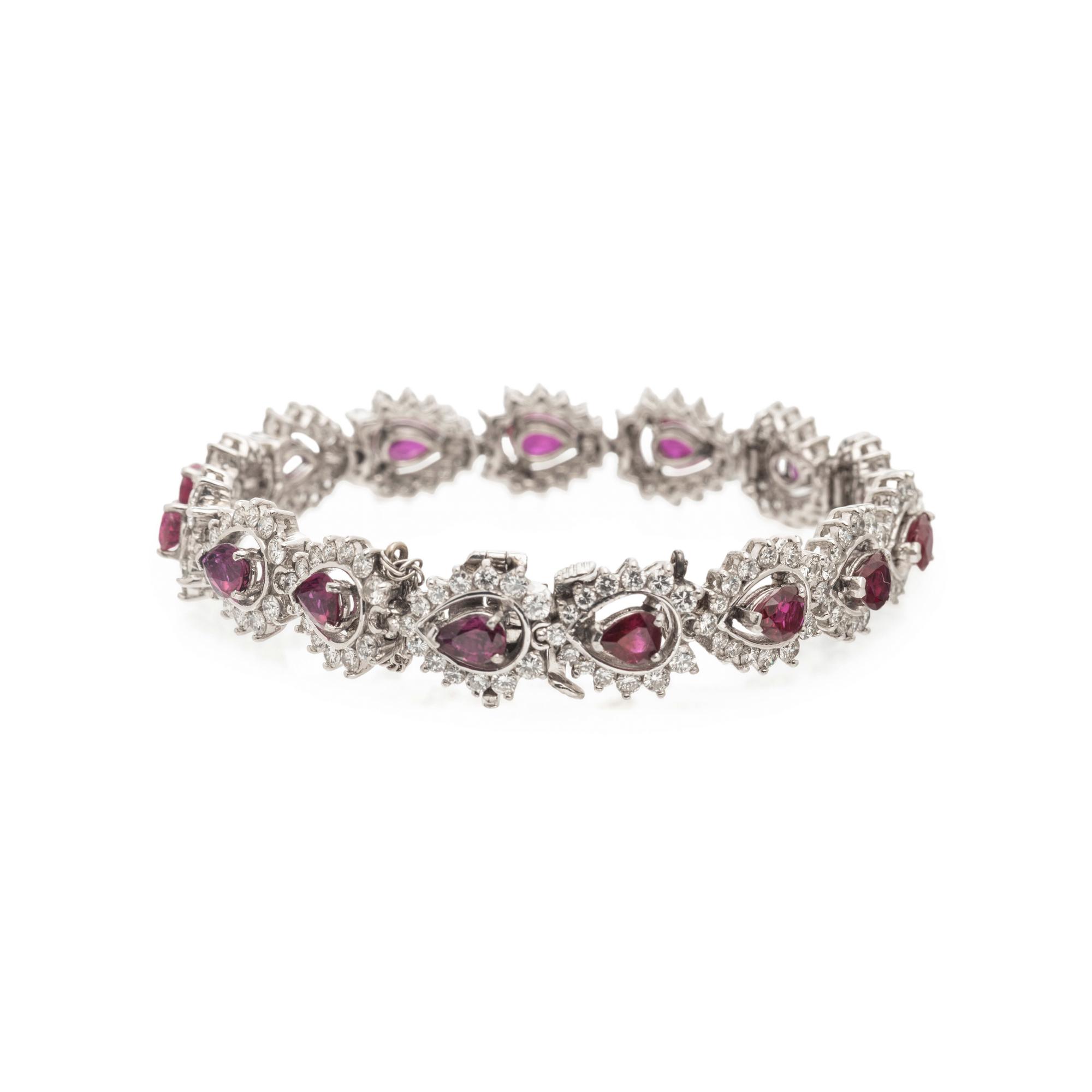PLATINUM, DIAMOND AND RUBY BRACELET