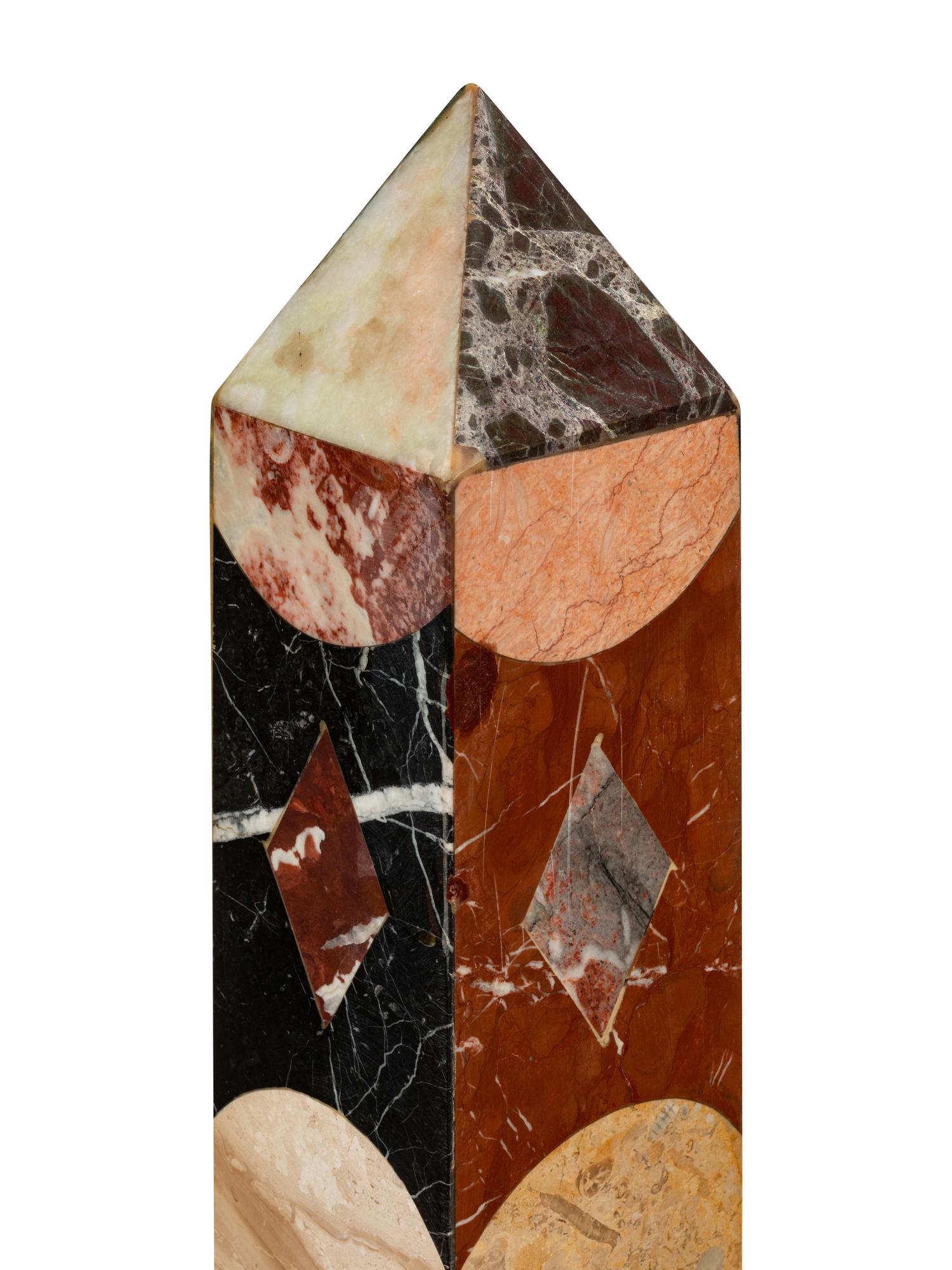 A Pair of Large Grand Tour Style Specimen Marble Obelisks