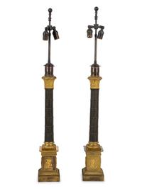 A Pair of Charles X Gilt and Patinated Bronze Candelabra Bases