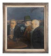 Three Men Drinking within a Landscape