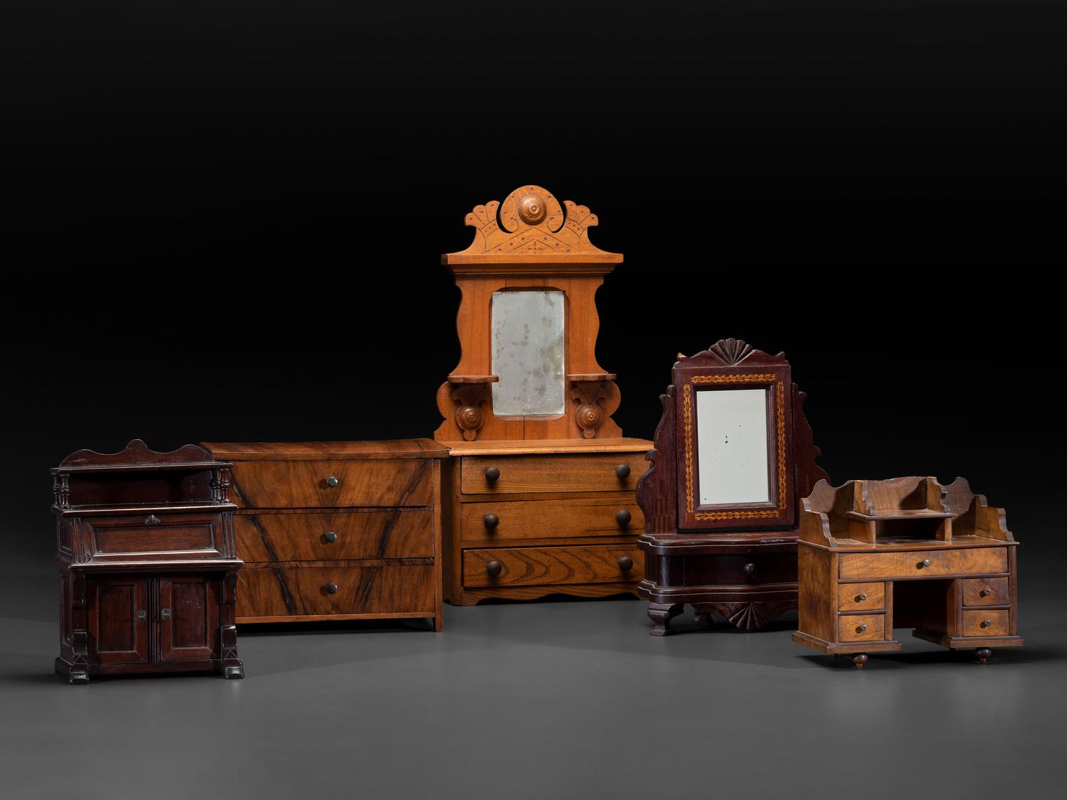Five Miniature or Salesman Sample Pieces of Furniture