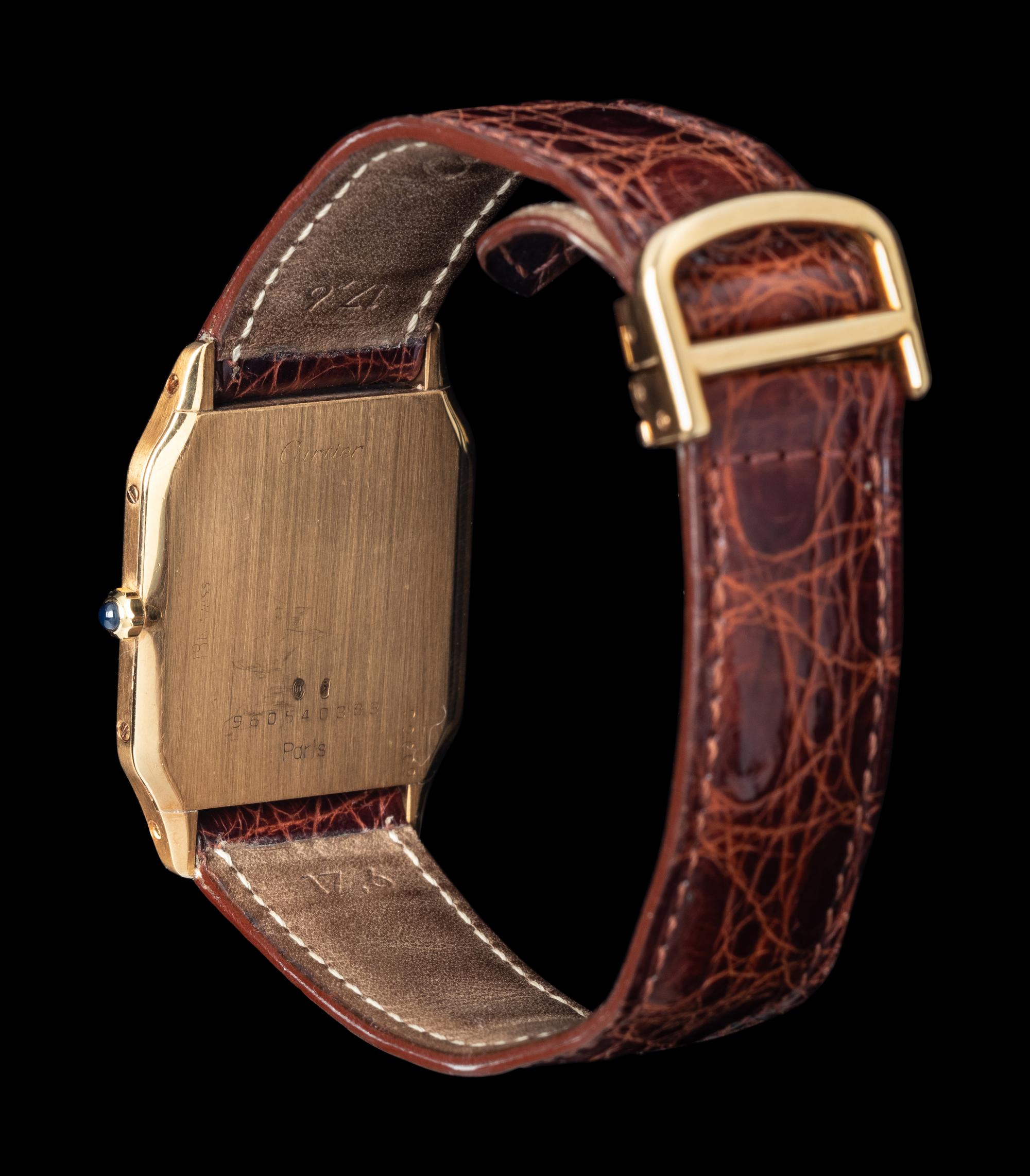CARTIER, REF. 9605 18K YELLOW GOLD 'SANTOS DUMONT' WATCH
