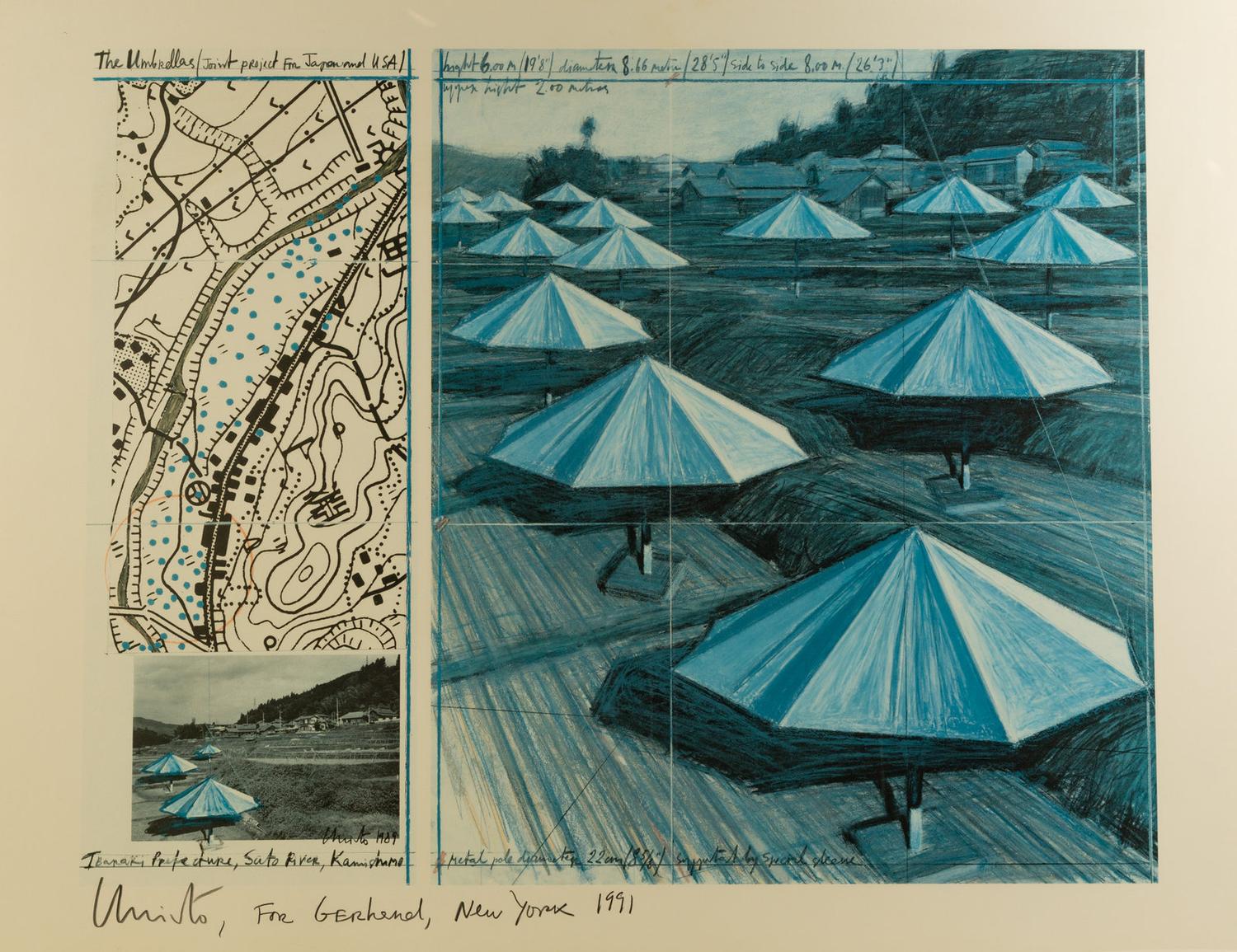 The Umbrella's, Joint Project for USA and Japan (Blue), (Christo & Jean-Claude, Bulgarian b. 1935)