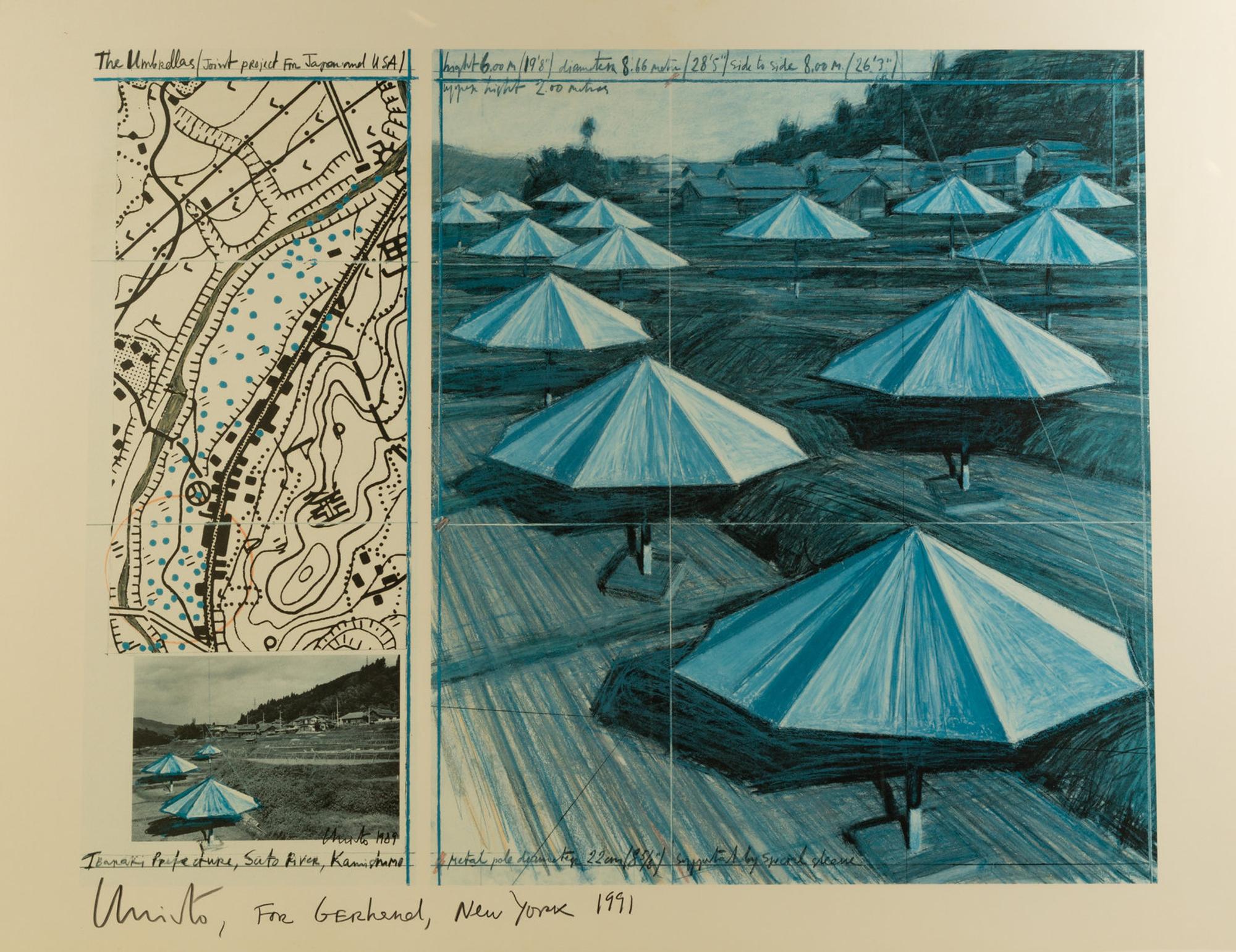 The Umbrella's, Joint Project for USA and Japan (Blue), (Christo & Jean-Claude, Bulgarian b. 1935)