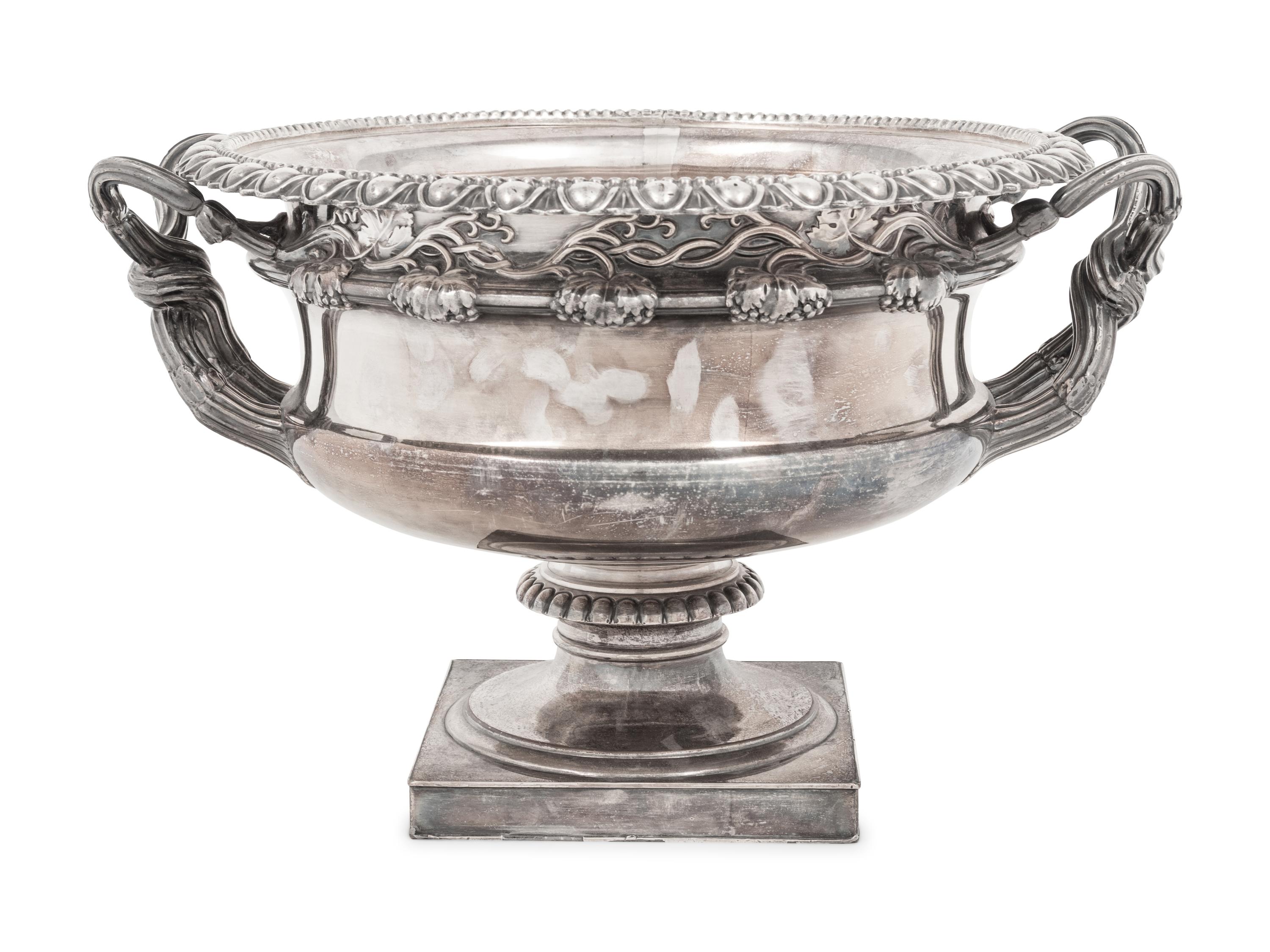 An English Silver-Plate Twin Handled Wine Cooler