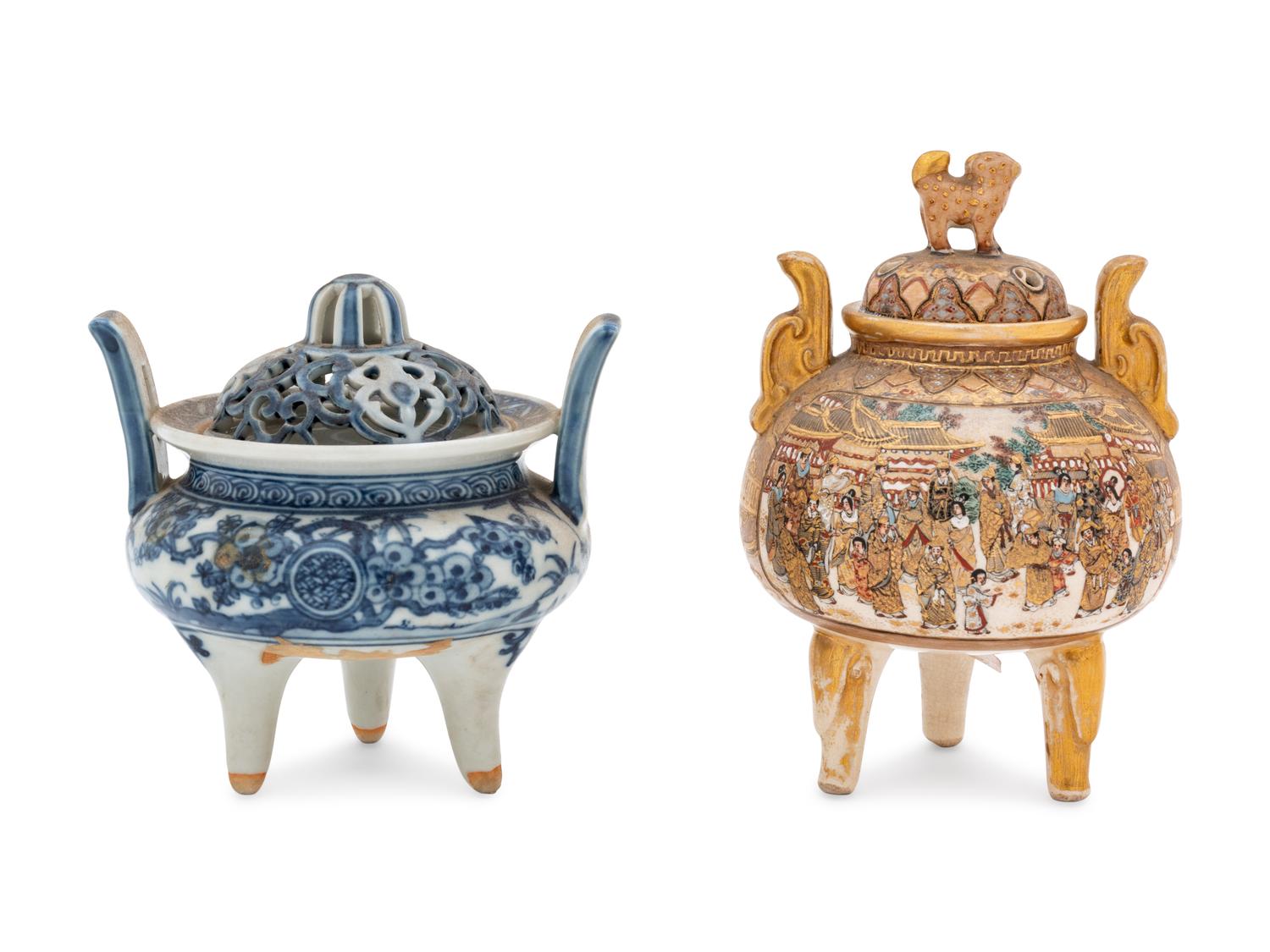 Two Porcelain Incense Burners, Koro