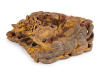 A Chinese Red and Gilt Lacquered Carved Wood Wall Panel — 19TH CENTURY