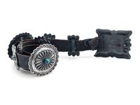 Navajo Sterling Silver and Morenci Turquoise Concha Belt