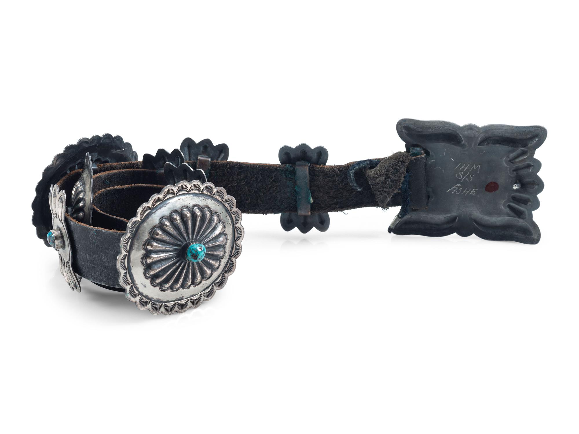 Navajo Sterling Silver and Morenci Turquoise Concha Belt