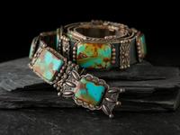 Sterling Silver and Royston Turquoise Concha Belt