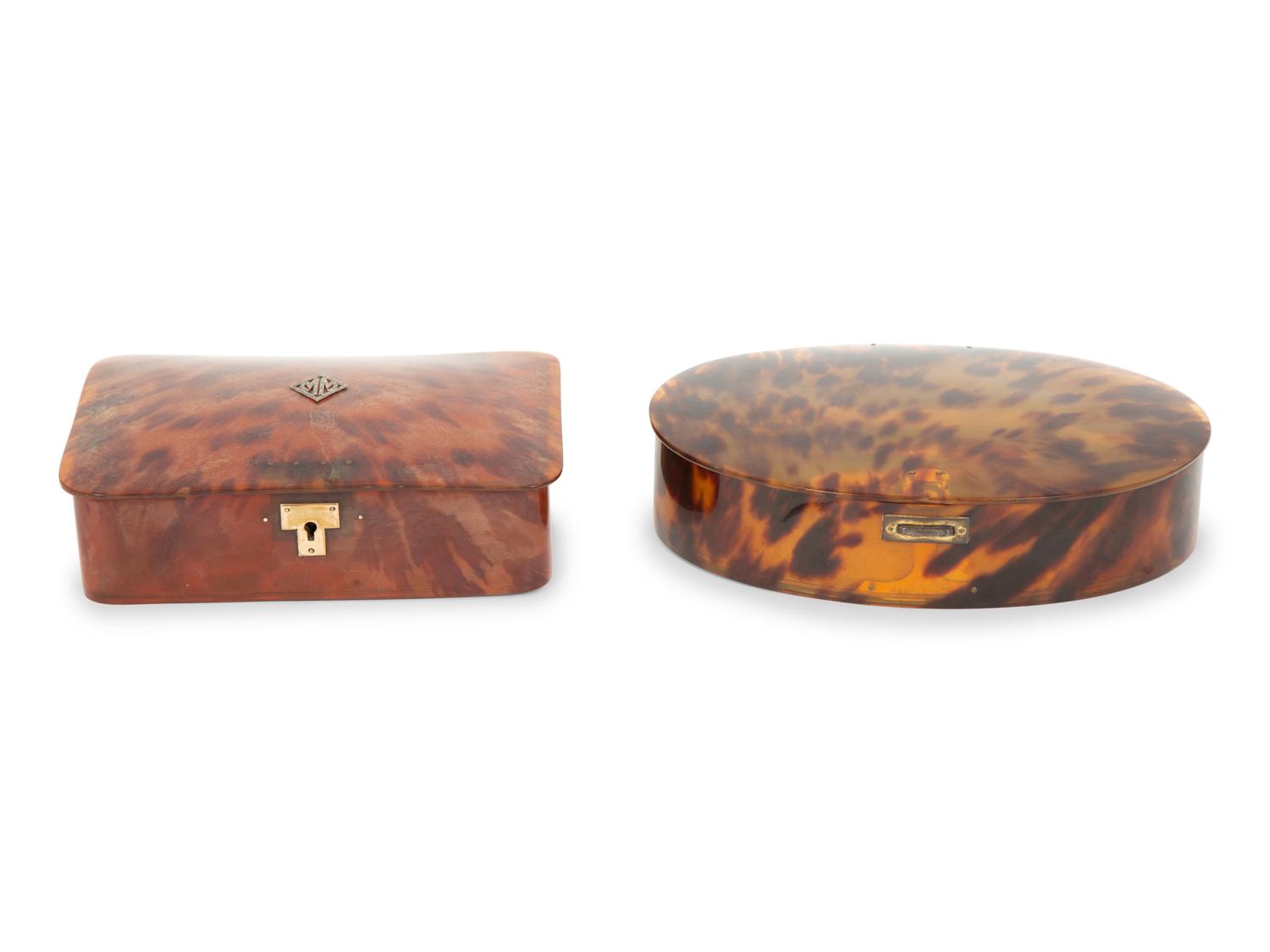Two English Tortoise Shell Dresser Boxes