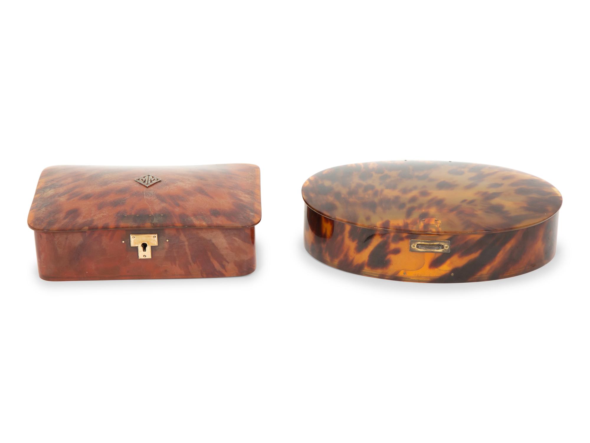 Two English Tortoise Shell Dresser Boxes