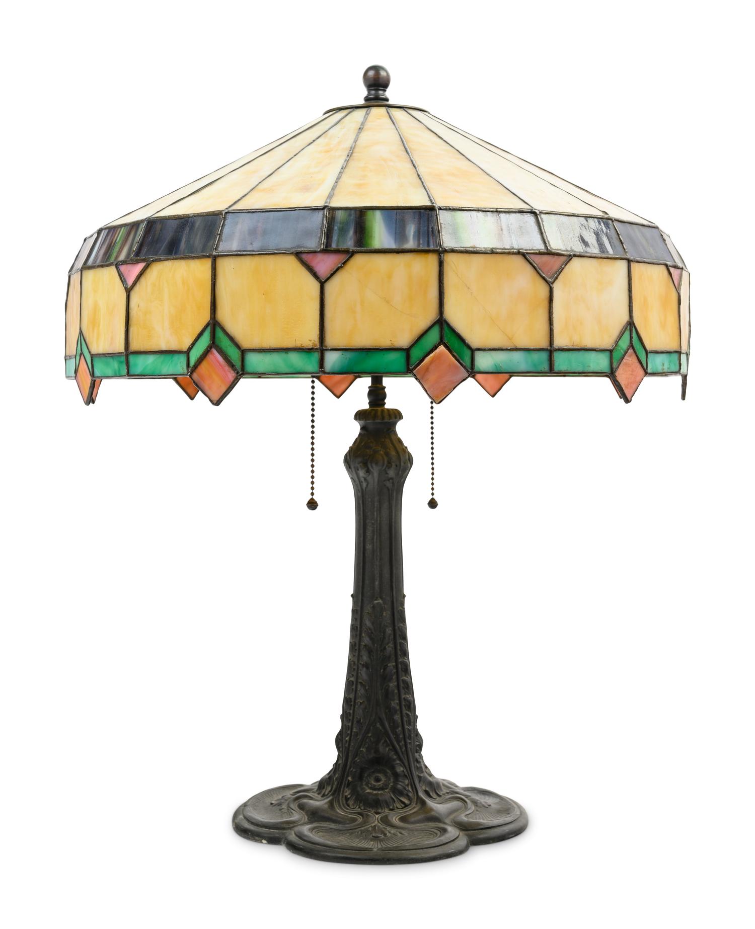 An American Leaded Glass Table Lamp