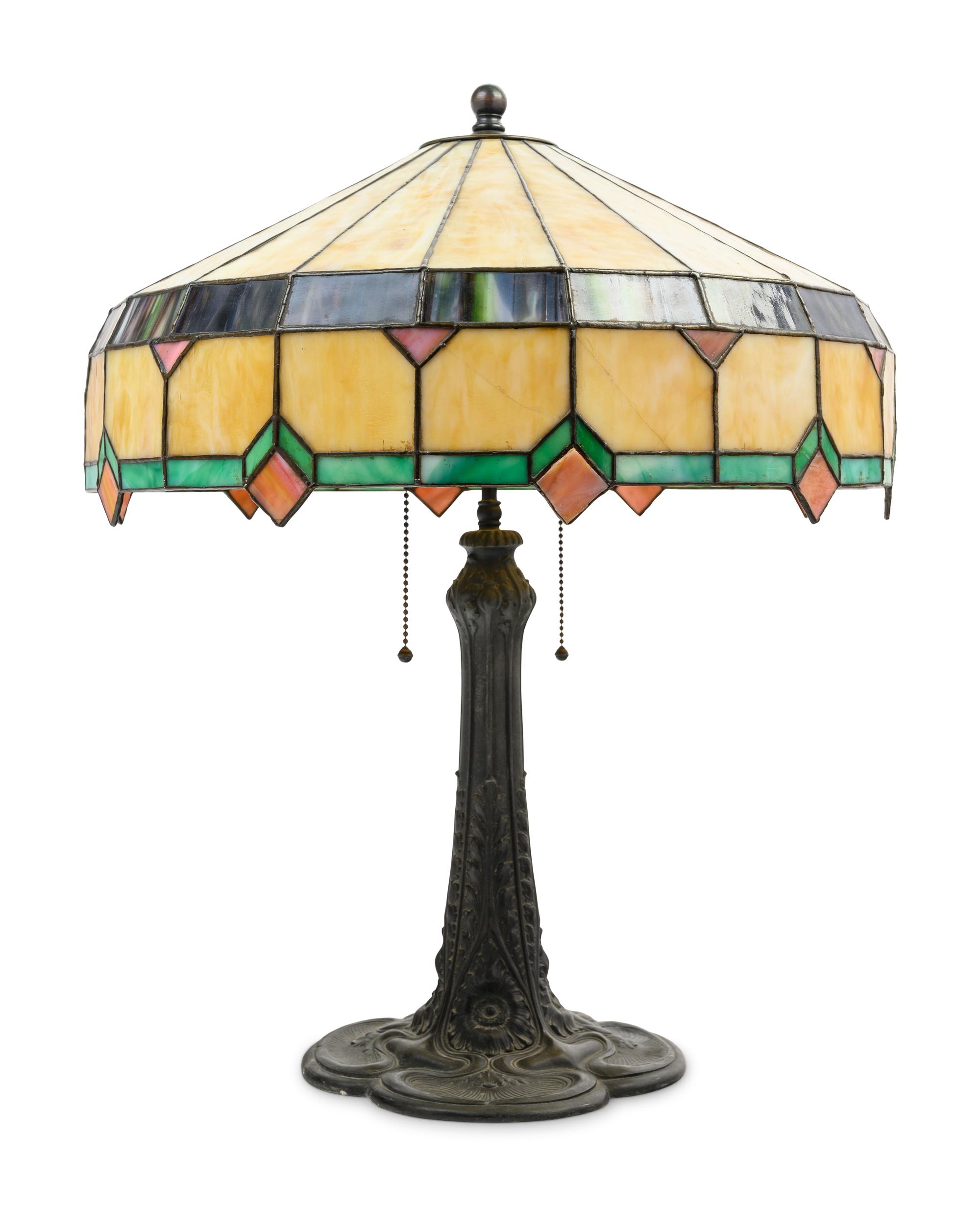 An American Leaded Glass Table Lamp