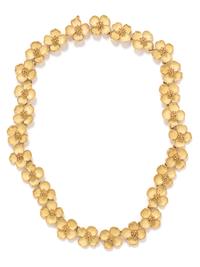 TIFFANY & CO., YELLOW GOLD 'DOGWOOD' NECKLACE