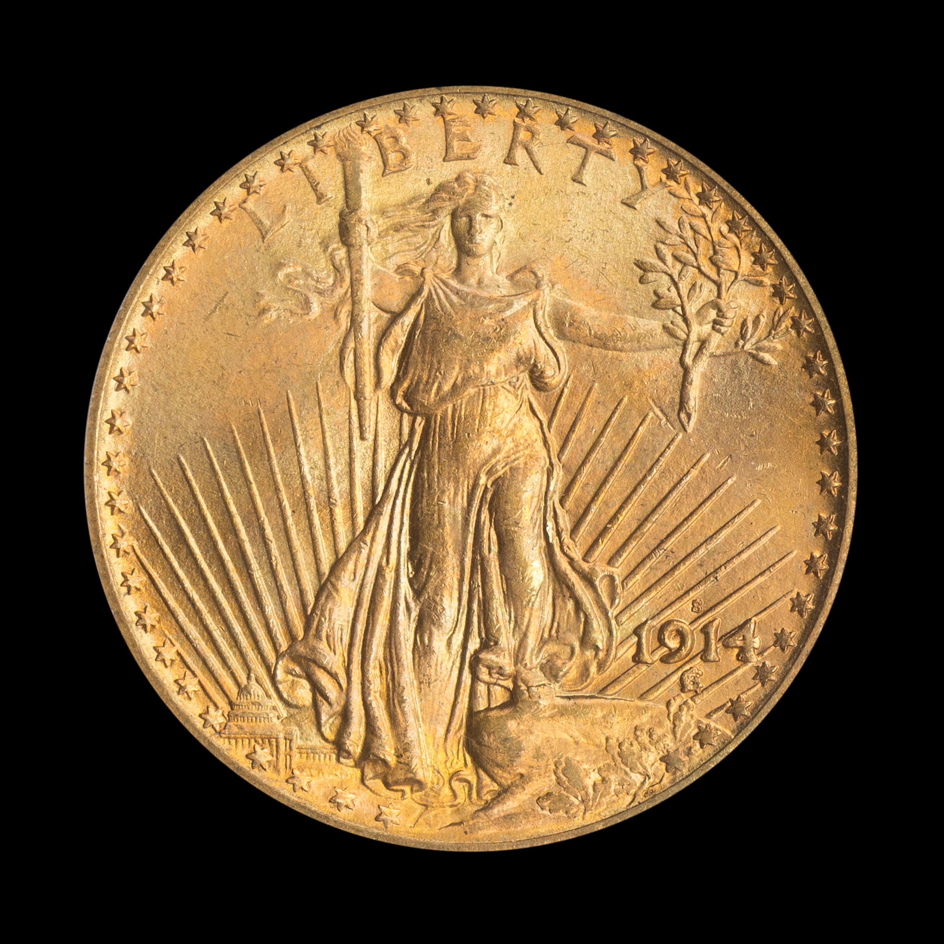 A United States 1914-S St. Gaudens $20 Gold Coin