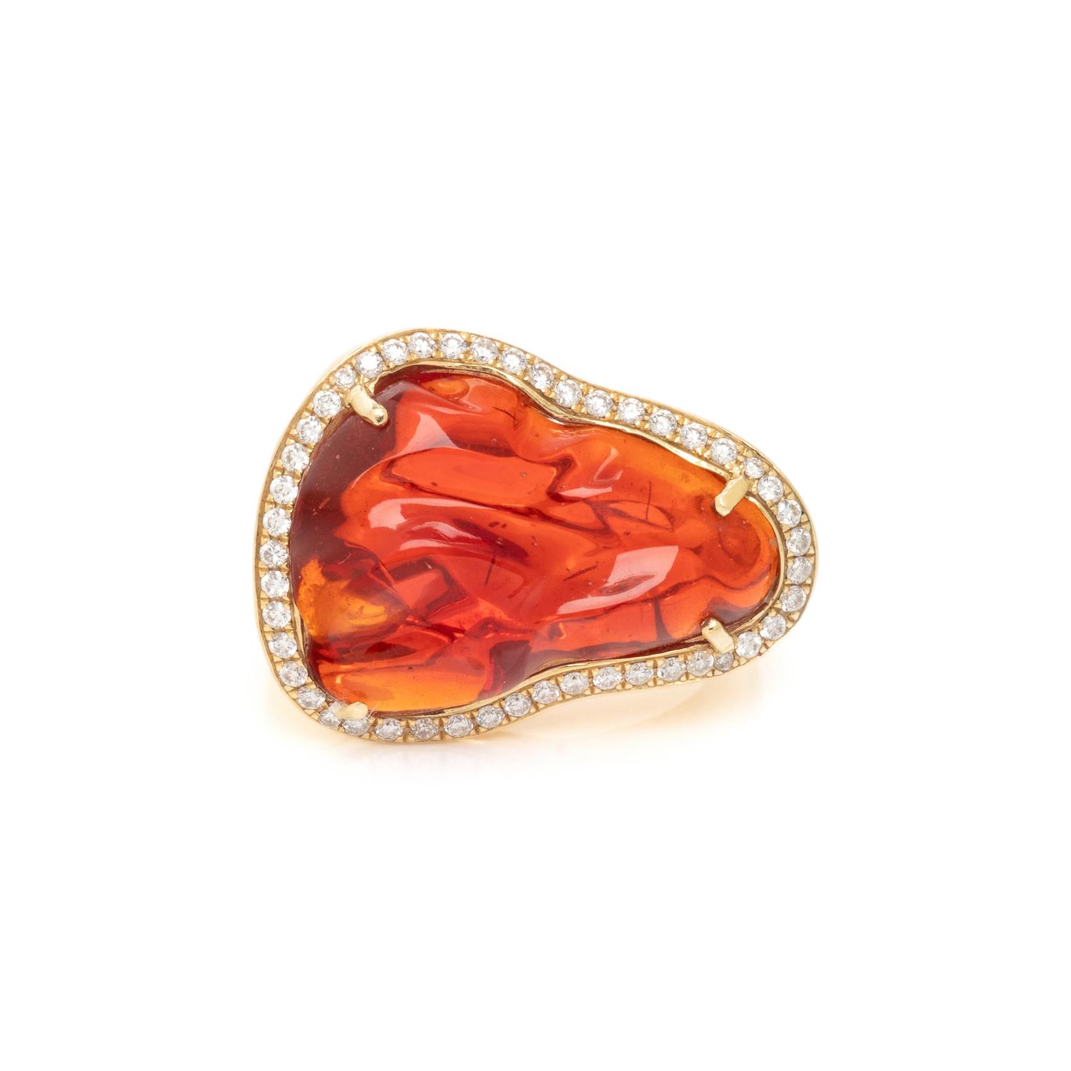 FIRE OPAL AND DIAMOND RING