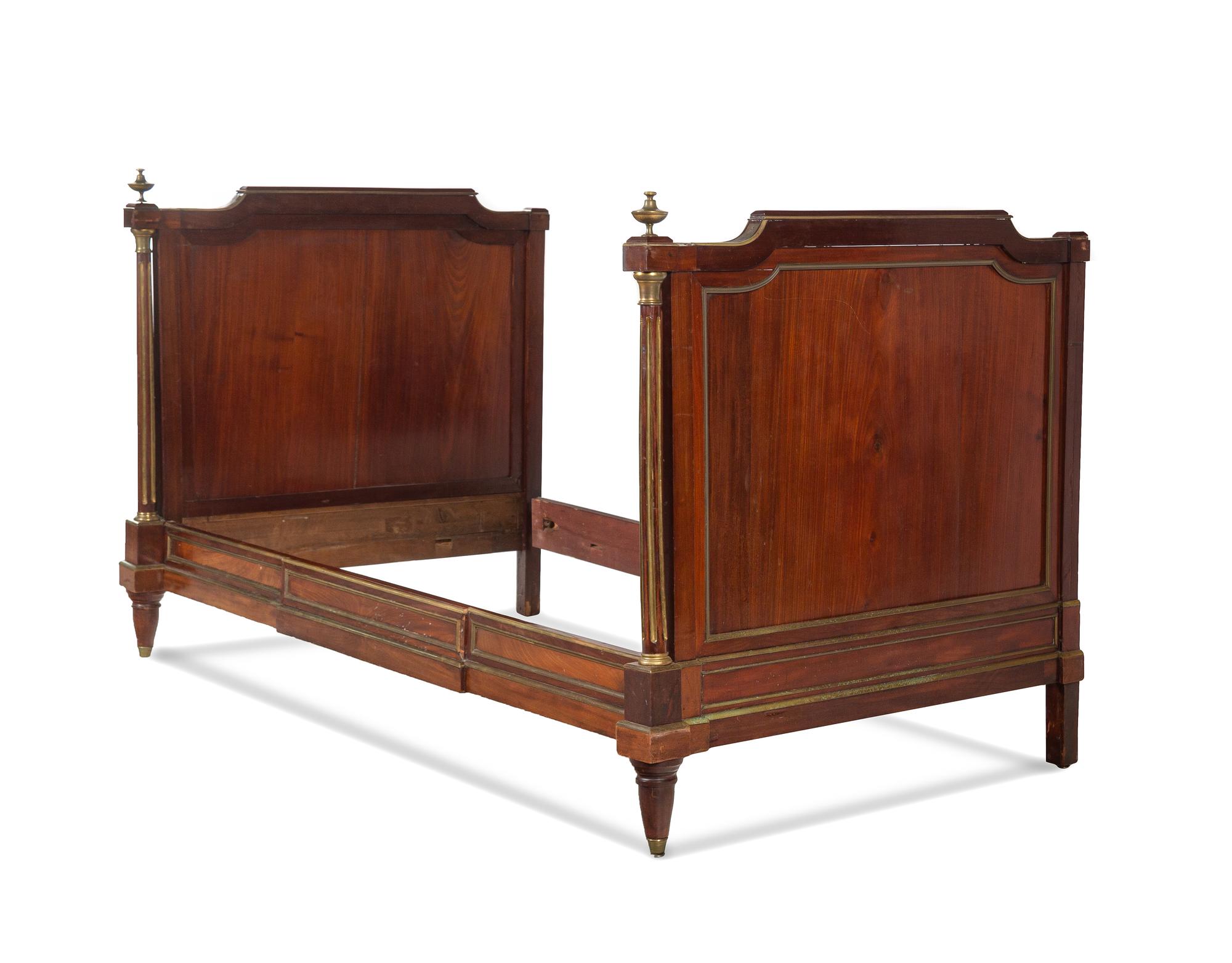 A Napoleon III Brass Mounted Mahogany Lit d’Alcove