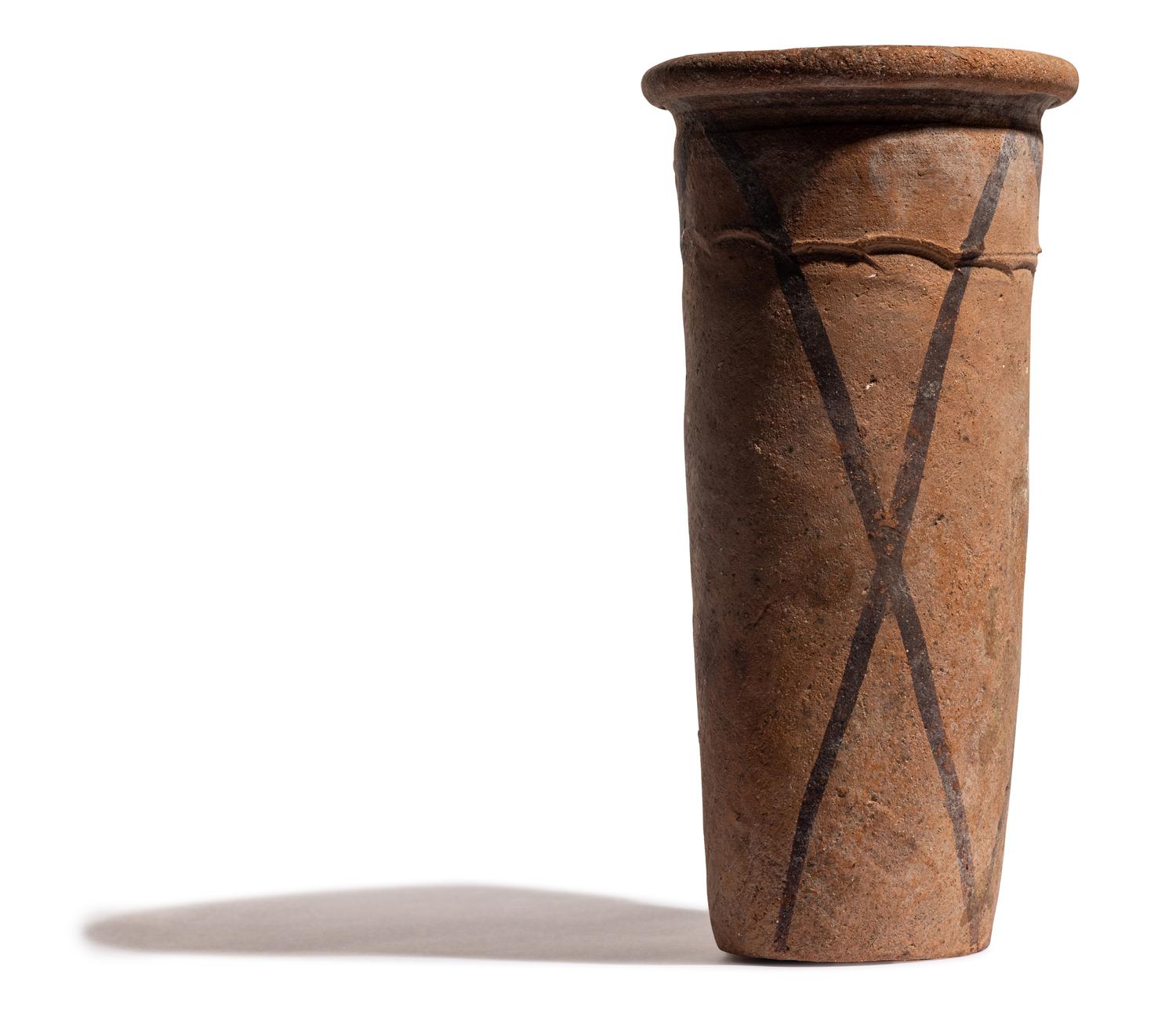 An Egyptian Painted Terracotta Cylinder Jar