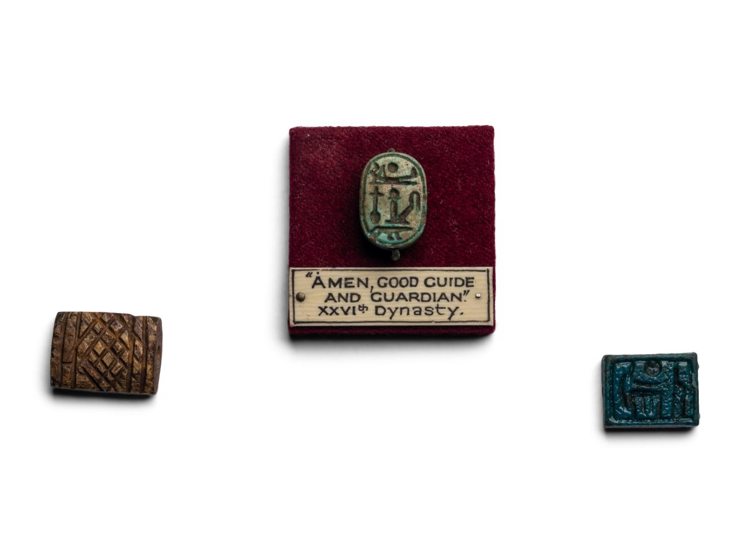 Five Egyptian Faience Scaraboids and Rings