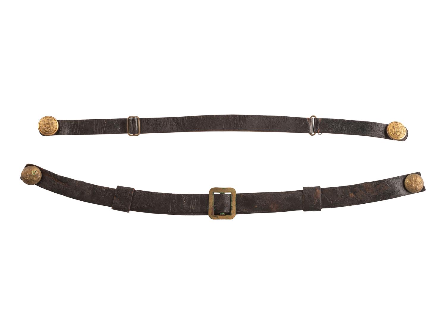 [CIVIL WAR]. Civil War enlistedman's forage cap chin strap with possible post-war officer's chin strap.