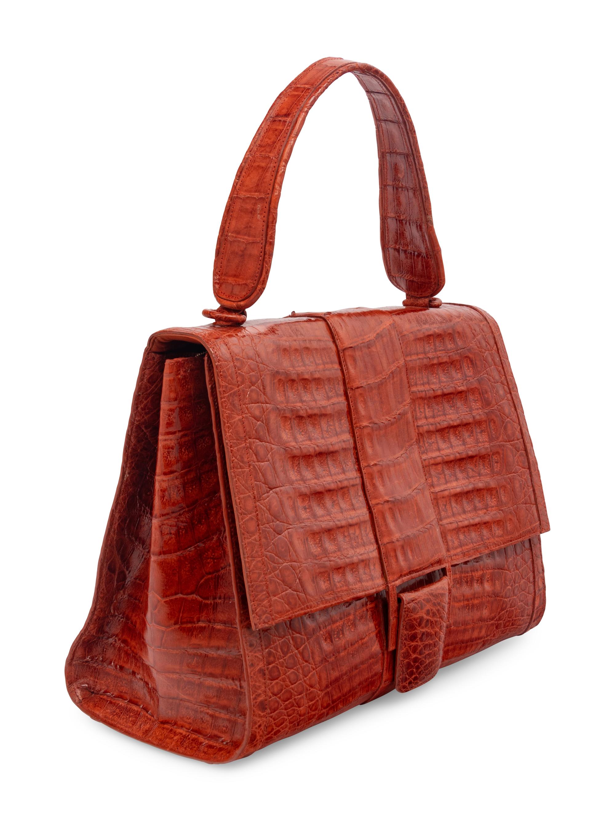 Nancy Gonzalez Rust Crocodile Handbag