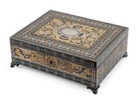 A French Brass and Pewter Inlaid Box